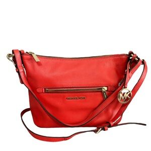 Michael Kors Lupita Shoulder Bag Medium Convertible Mandarin Red Orange